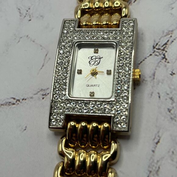 Vintage EJ (Ernest Jones) gold tone and rhinestone watch - Picture 8 of 8